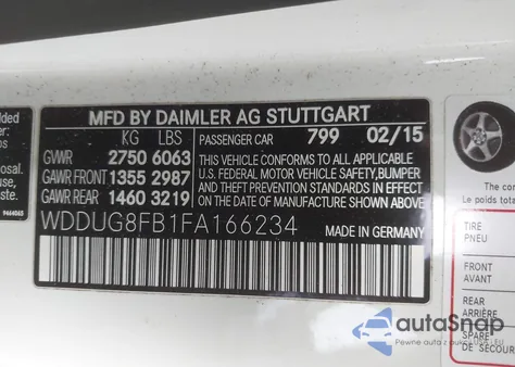 2015 Mercedes-Benz S 550 4Matic из США, поврежденный, VIN WDDUG8FB1FA166234